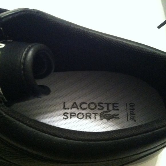 LACOSTE MENS NEW BLACK LEATHER FASHION SNEAKERS SIZE: 11.5 - Picture 10 of 16